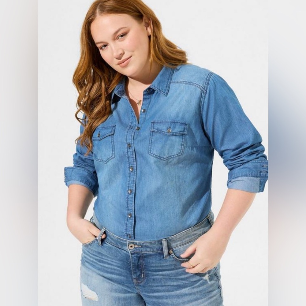 Torrid Medium Wash Denim Shirt
